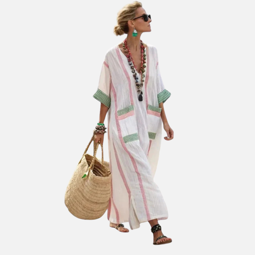 Women's Striped Linen Breathable Dress