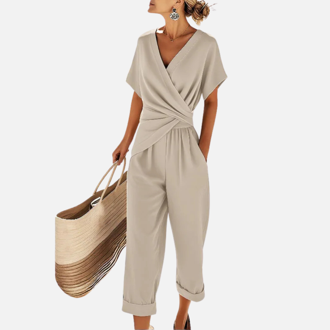Women's Elegant V-Neck Wrap Jumpsuit