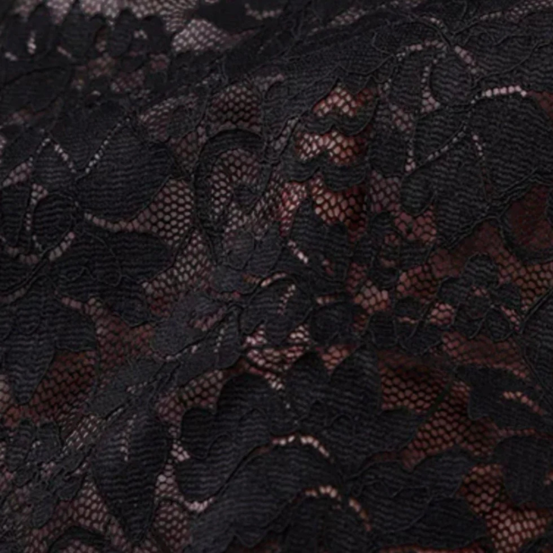 Women's Black Lace Formal Maxi Dress | Deep V Halter Neck Backless