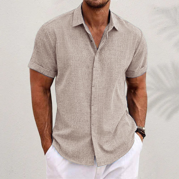 Men's Short Sleeve Linen Look Shirt