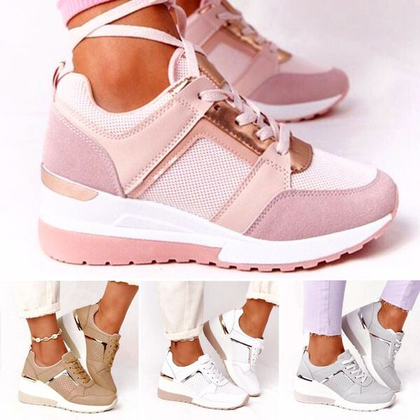 Women's Wedge Sneakers with Metallic Trim