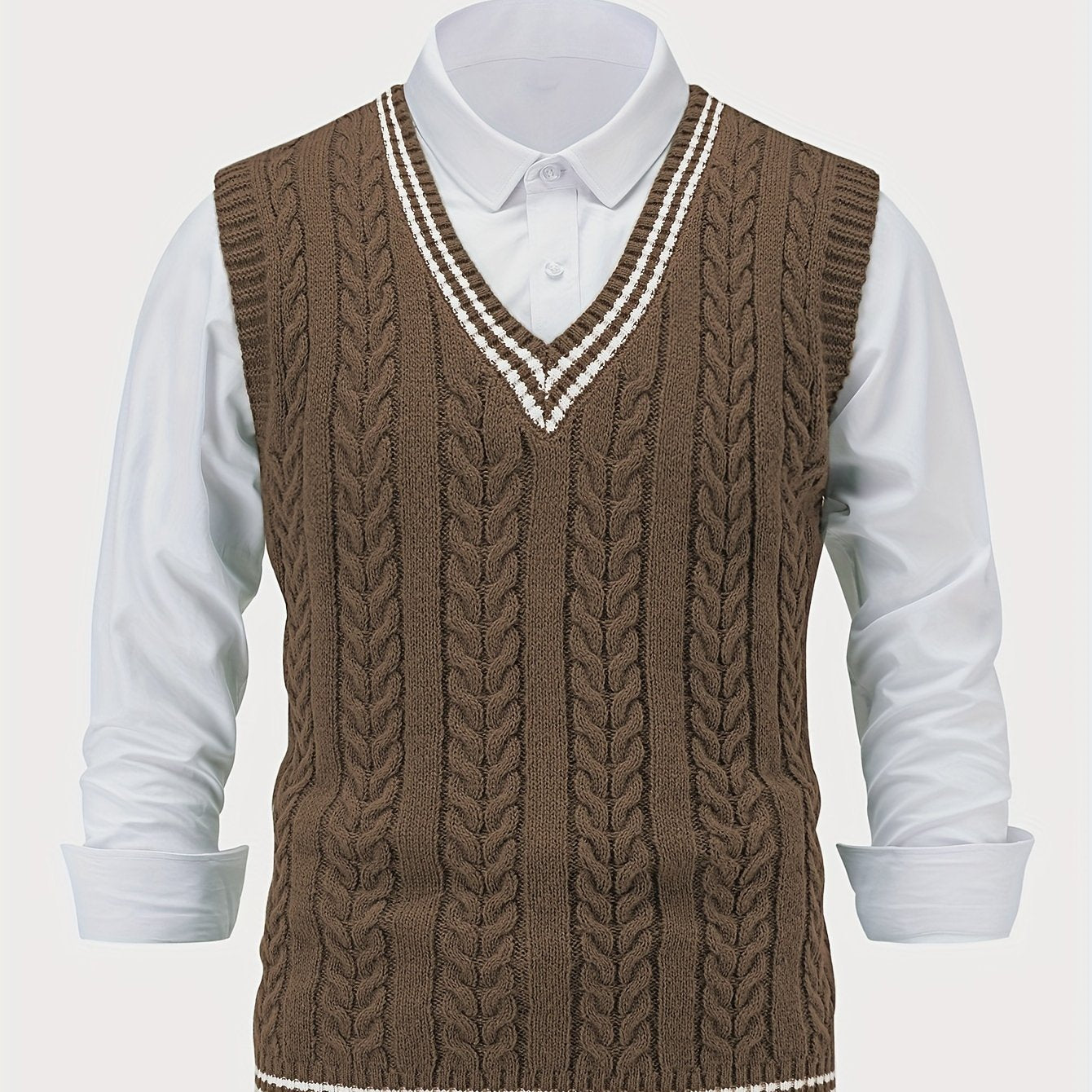 Gideon | Cable-Knit V-Neck Sweater Vest 12