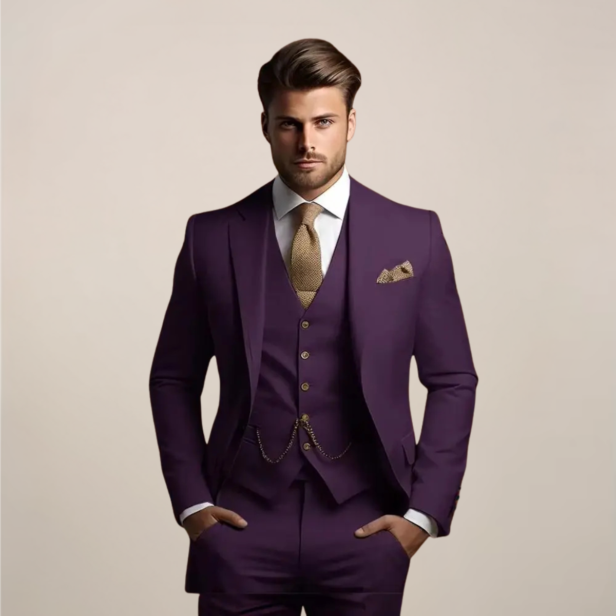 Men's three-piece suit with tailored fit – lightweight suit for weddings, business & formal occasions 5