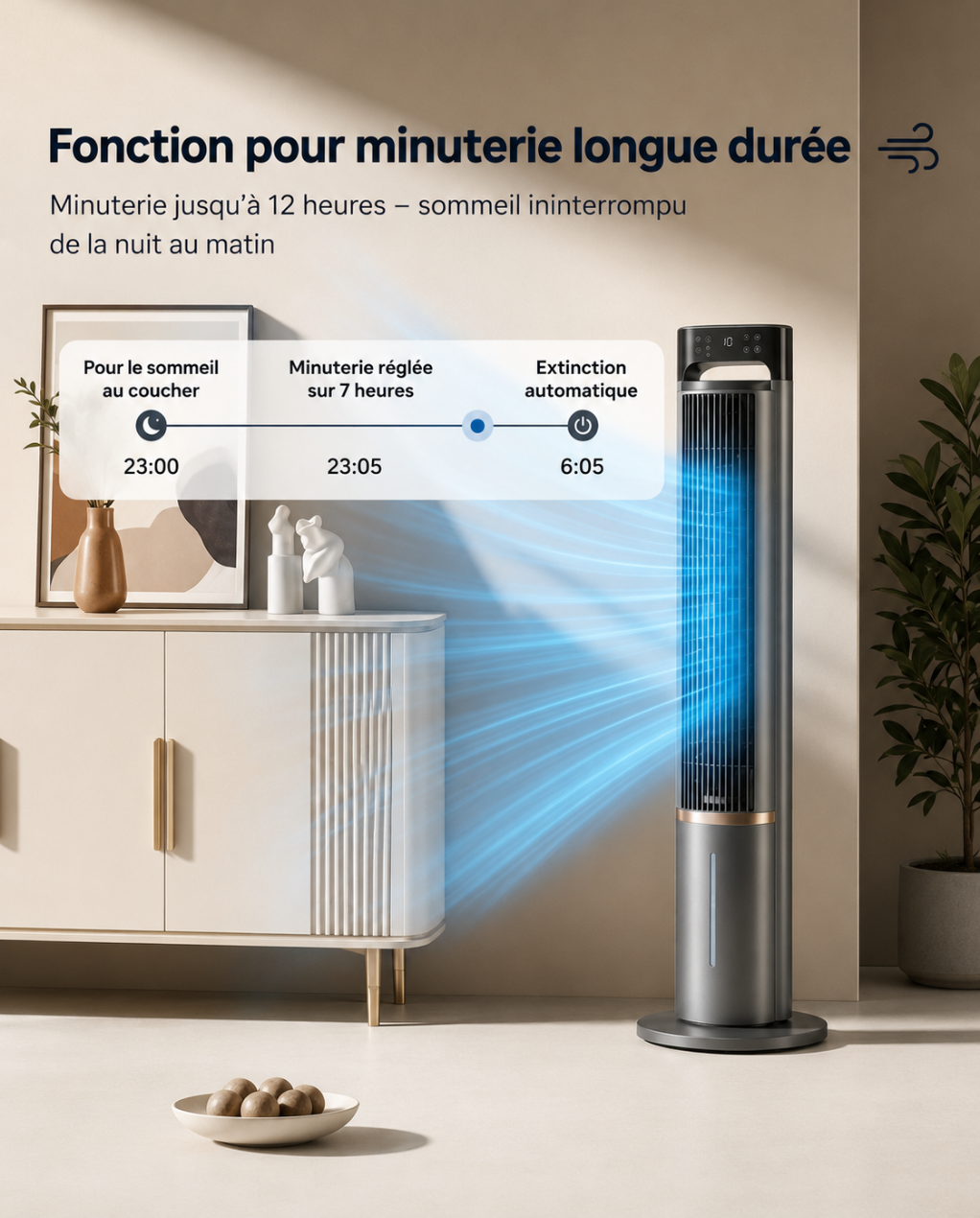 104cm Portable Tower Fan – Remote Control, Cooling Function & Ultra-Quiet 3