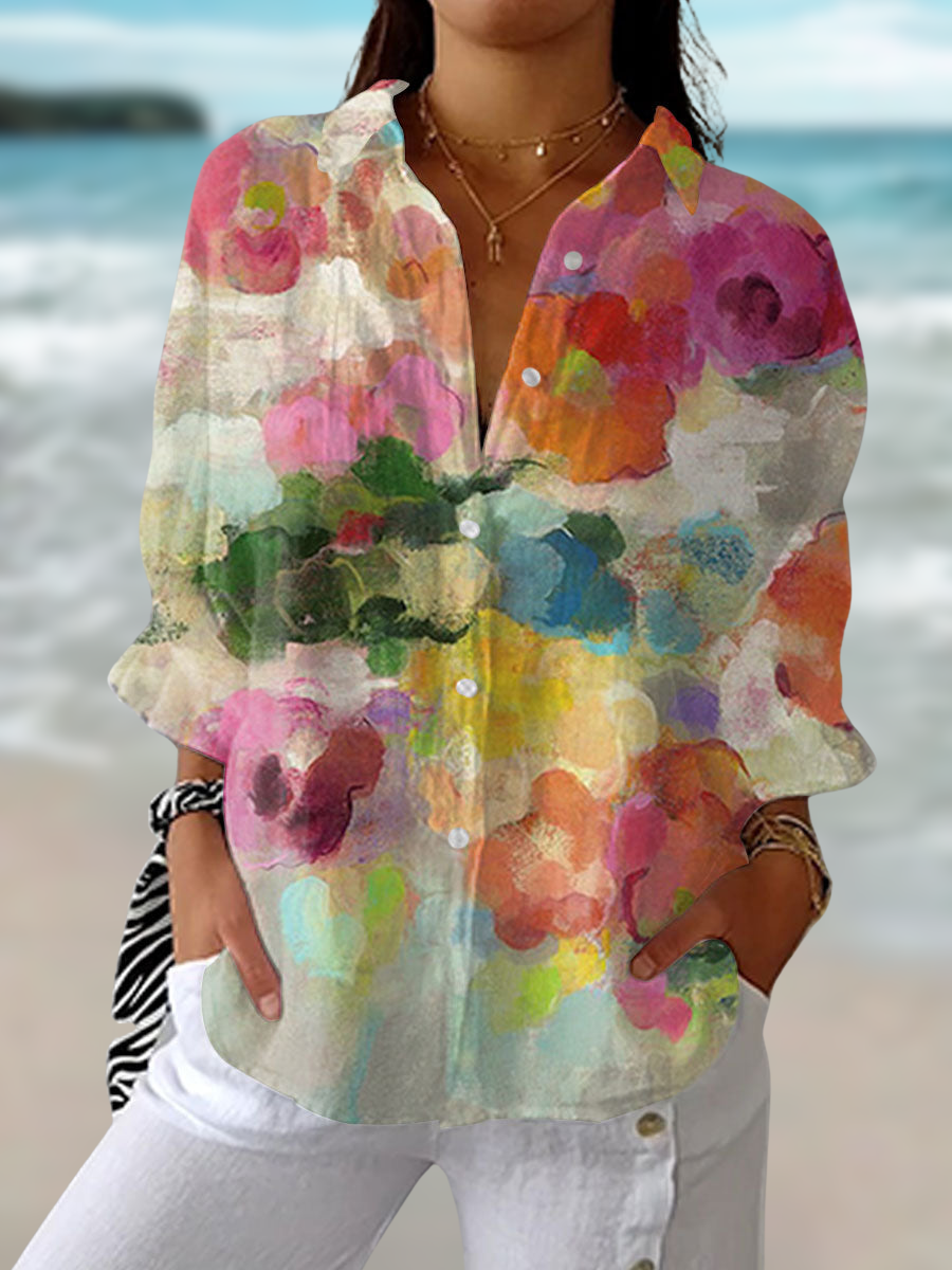 Women's Watercolour Floral Print Shirt