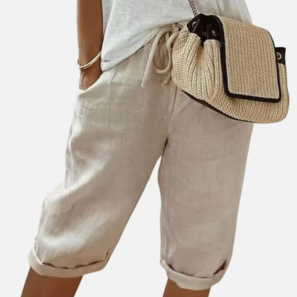Women's Linen Short Pants Crop Trousers
