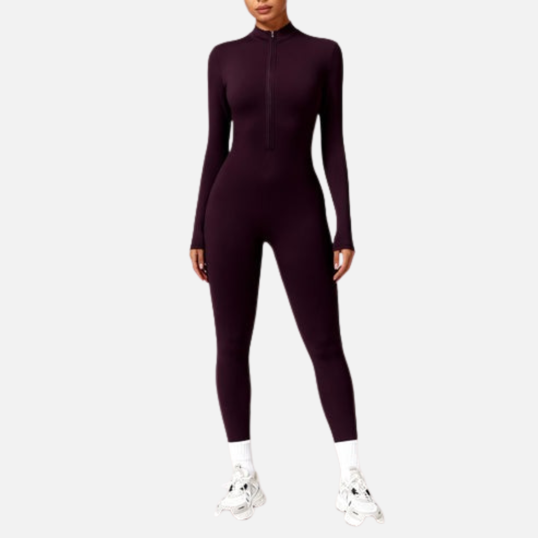 Women's Long Sleeve Activewear Unitard - Slim Fit Yoga Bodycon Jumpsuit