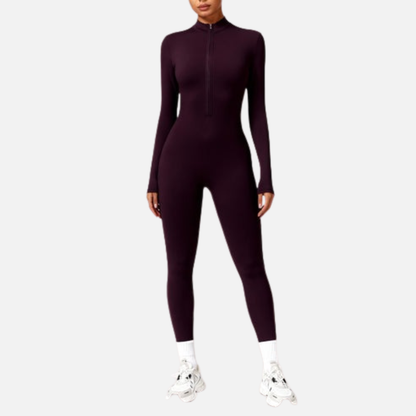 Women's Long Sleeve Activewear Unitard - Slim Fit Yoga Bodycon Jumpsuit