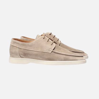 Men's Suede Moccasin Oxfords - Casual Lace-Up Dress Loafers