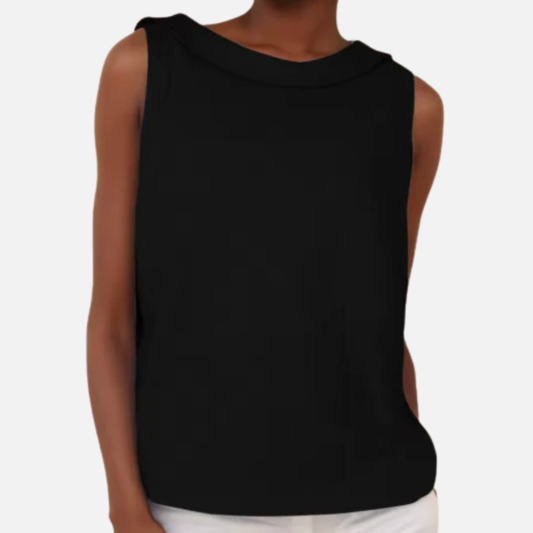 Camisa sin mangas de lino con escote de barco para mujer