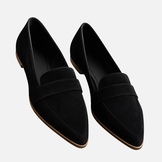 Mocasines de gamuza puntiagudos para mujer | Mocasín plano sin cordones Penny