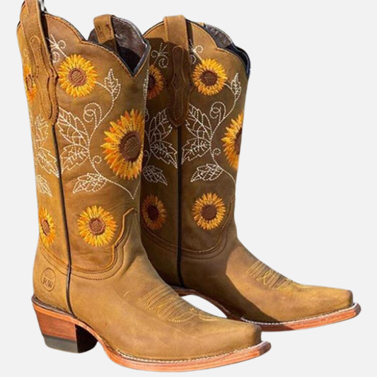Botas Cowboy Bordadas con Girasoles para Mujer