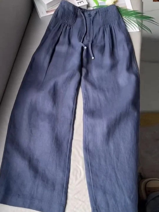 Women's High-Rise Wide-Leg Pants with Drawstring Waist