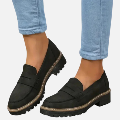 Women's Chunky Lug Sole Penny Loafers | Suede