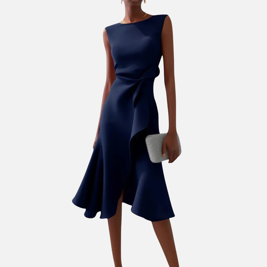 Vestido Midi de Cóctel Elegante con Volantes para Mujer