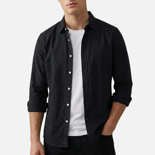 Camisa de manga larga con botones para hombre