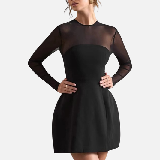 Vera | Minivestido acampanado de manga de malla para mujer