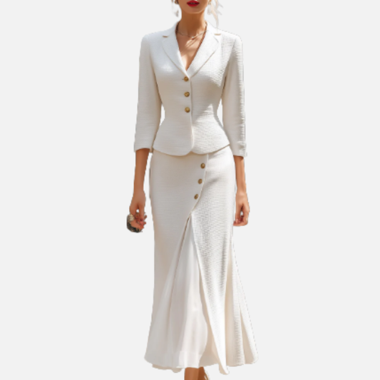 Conjunto de traje de saco y falda midi para mujer | Falda formal elegante tipo cola de pez