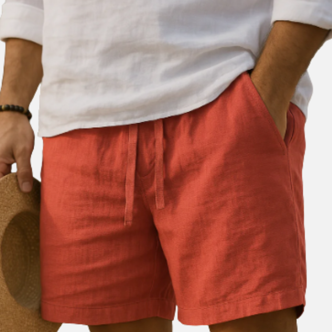 Men's Linen Drawstring Shorts | Casual Breathable Beach Shorts