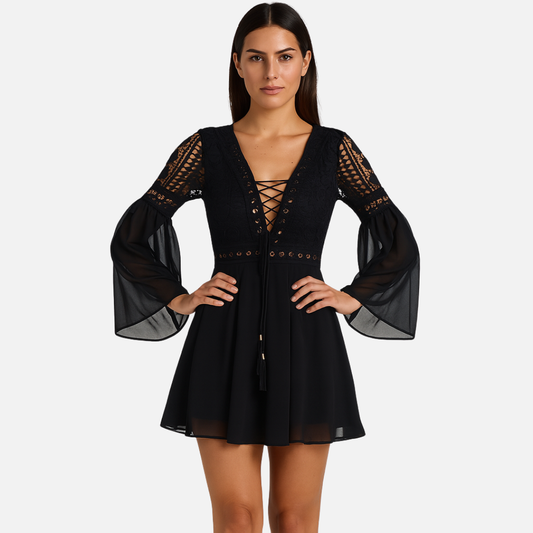 Minivestido de cóctel elegante negro para mujer