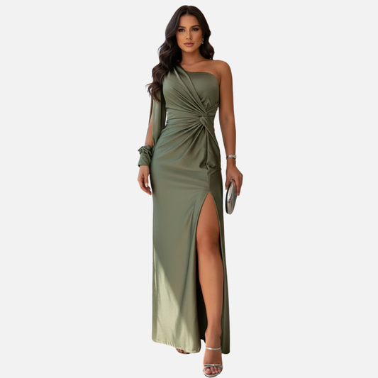 Elegante Vestido de Noche Asimétrico de un Solo Hombro para Mujer