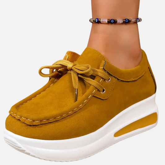 Brianna | Zapatillas Mocasín de Plataforma para Mujer de Ante con Cordones