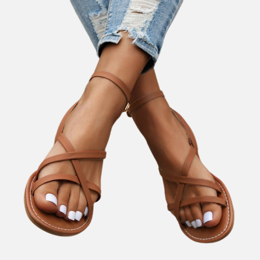 Sandalias planas elegantes de tiras para mujer