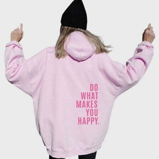 Women's Oversized Hoodie – Slogan Back Print, Relaxed Fit