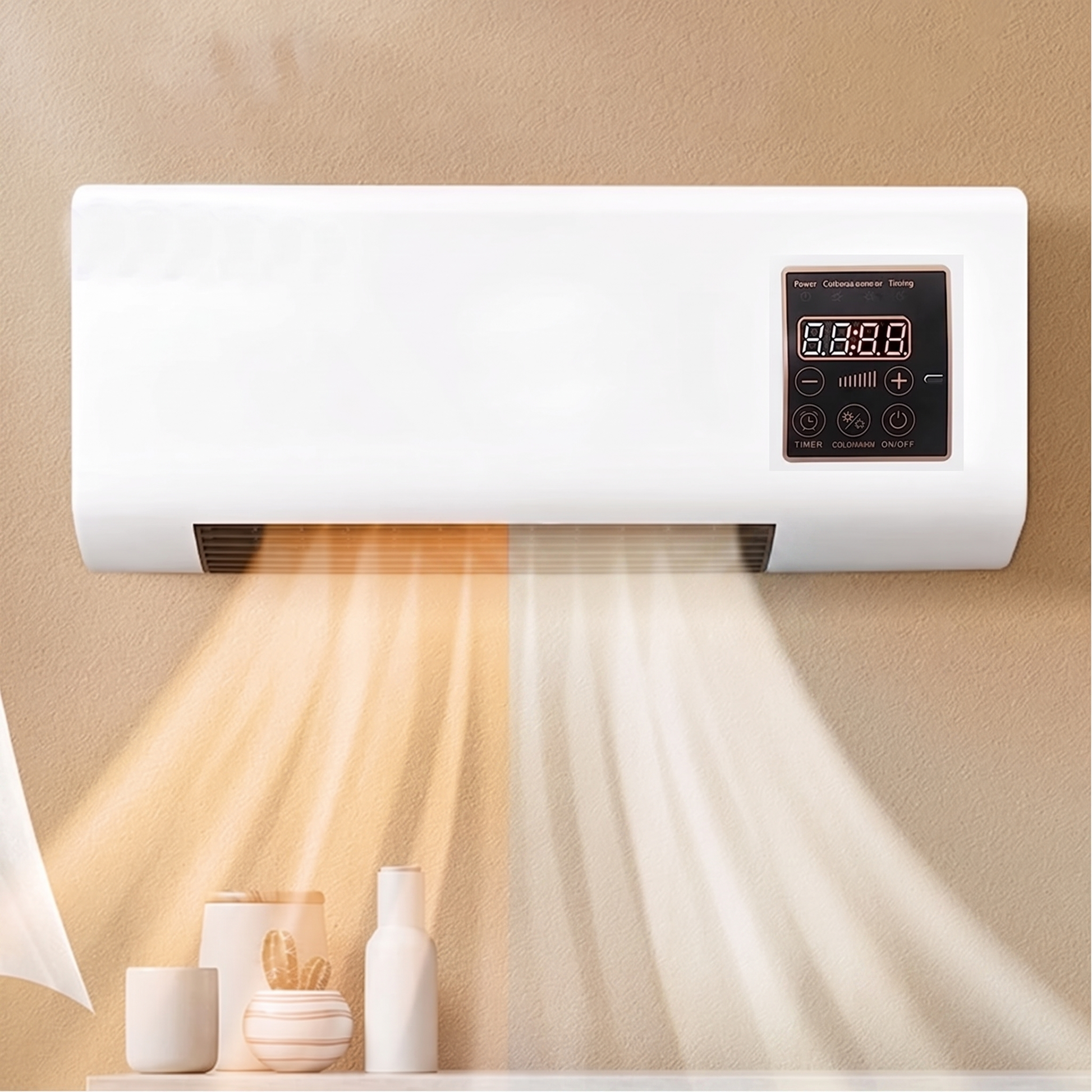2-in-1 wall fan with heating function – refreshing breeze and heating | quiet, remote control, LCD, white 0