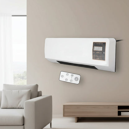 2-in-1 wall fan with heating function – refreshing breeze and heating | quiet, remote control, LCD, white 1