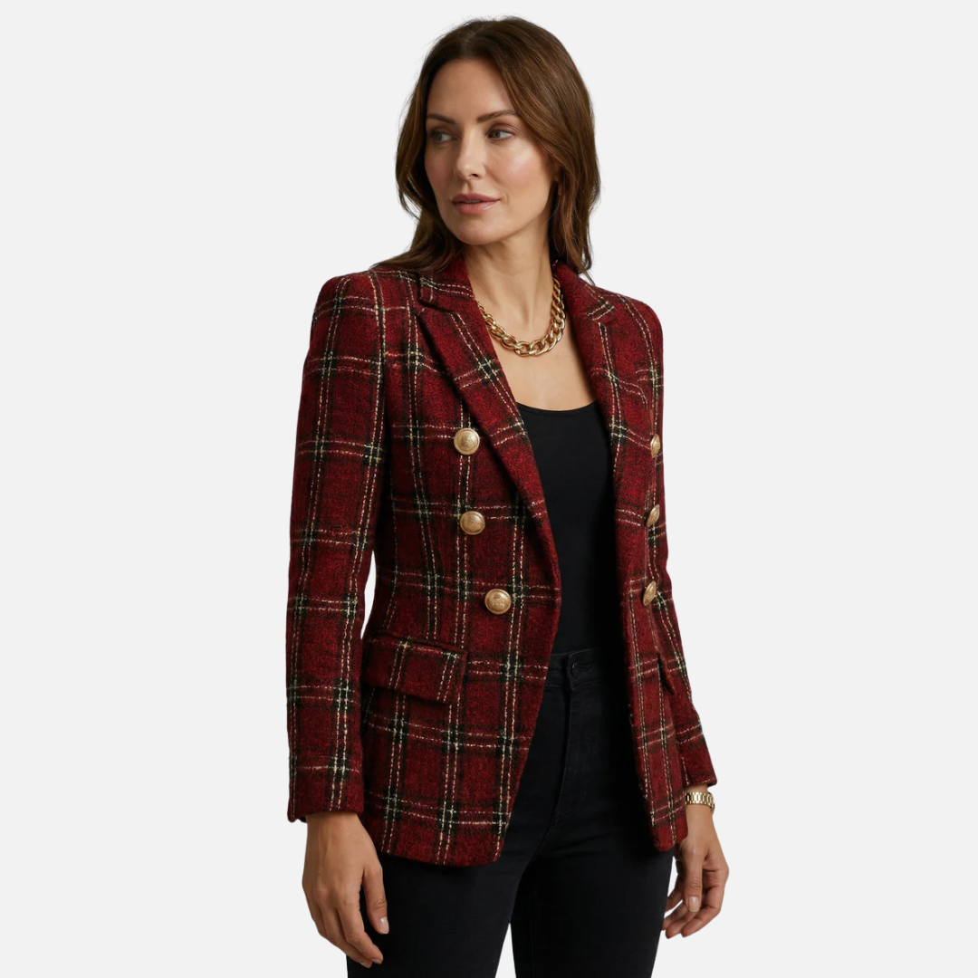 Zaras | Women's Plaid Double Breasted Blazer