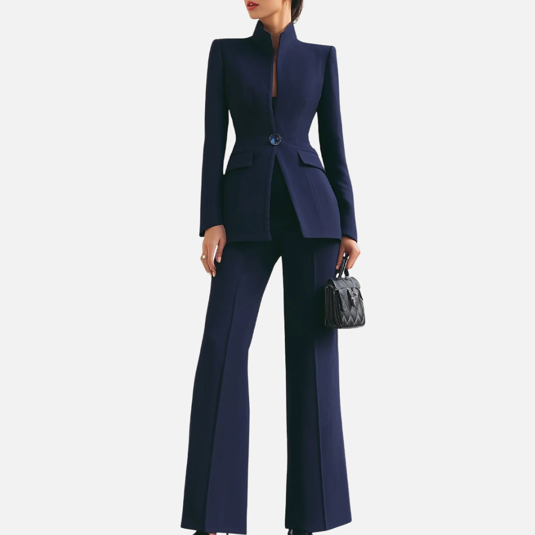 Women's Tailored Stand Collar 2-Piece Pant Suit