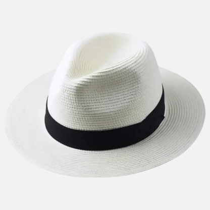 Men's Classic Panama Hat - Handwoven Straw Fedora Summer Sun Hat