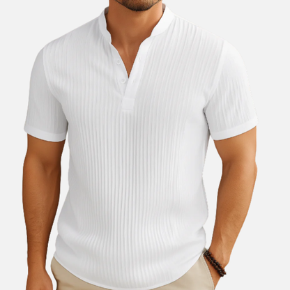 Men's Textured Waffle Knit Polo Shirt