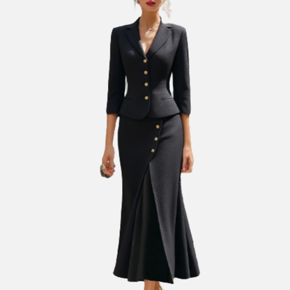 Women's Blazer and Midi Skirt Suit Set | Elegant Fishtail Skirt Formal