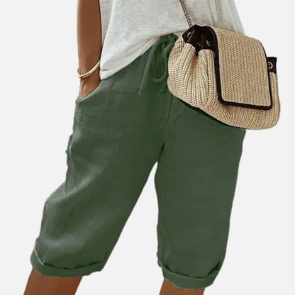 Women's Linen Short Pants Crop Trousers