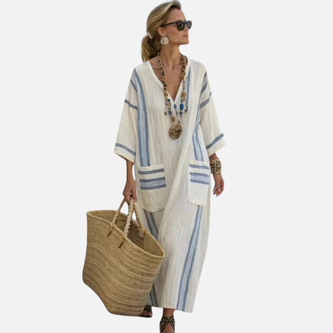 Women's Striped Linen Breathable Dress