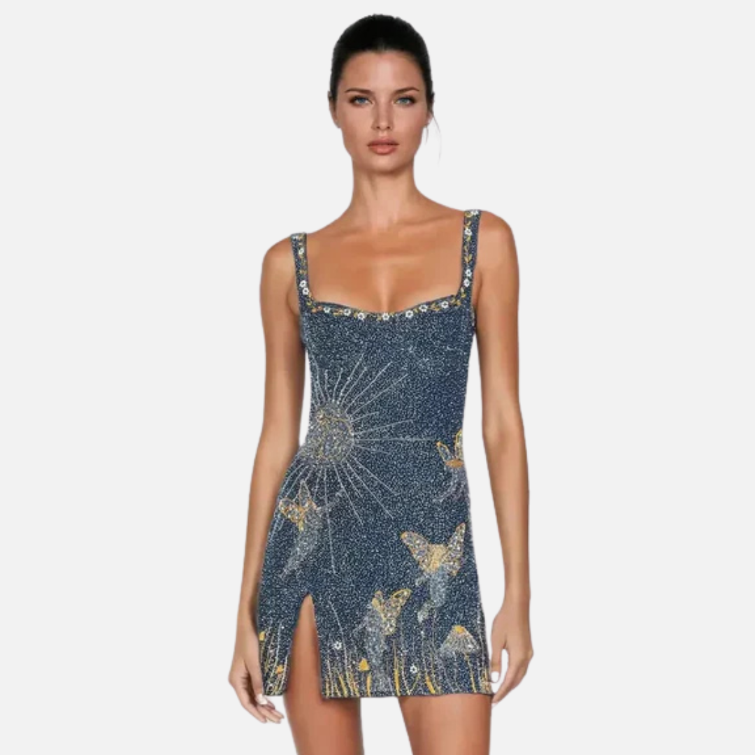 Women's Beaded Sequin Mini Dress | Sparkly Star Embellished Cocktail