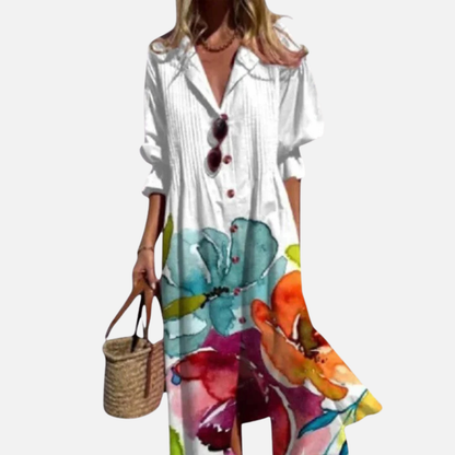 Women's Abstract V-Neck Midi Dress