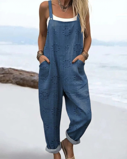 Women's Relaxed Floral Jumpsuit with Pockets