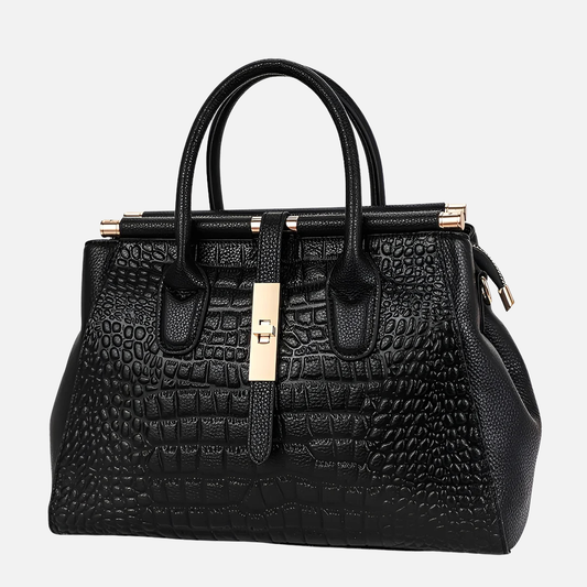 Bolso de mano tipo cartera de piel de cocodrilo en relieve para mujer
