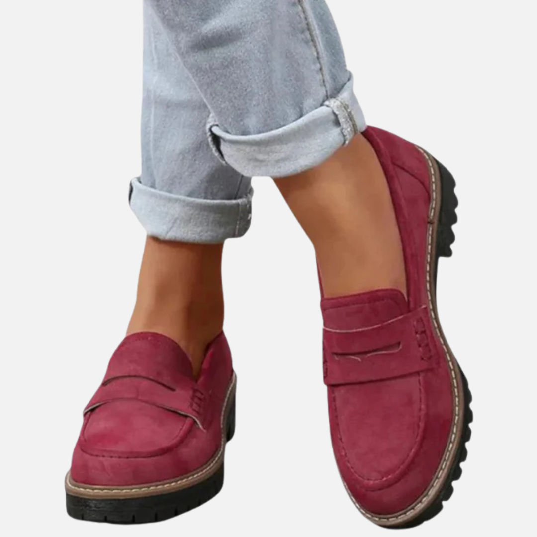 Women's Chunky Lug Sole Penny Loafers | Suede