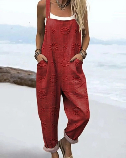 Women's Relaxed Floral Jumpsuit with Pockets