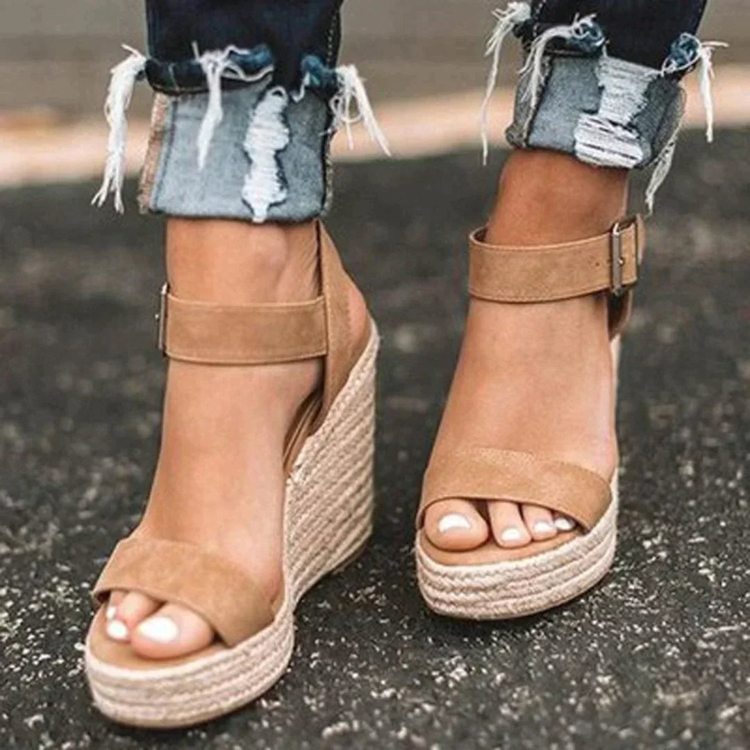 Women's Espadrille Wedge Sandals with Ankle Strap