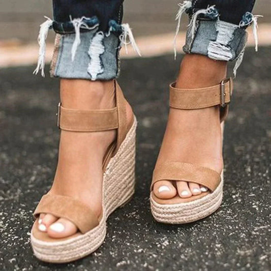 Women's Espadrille Wedge Sandals with Ankle Strap