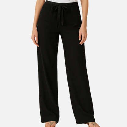 Women's High Waist Linen Wide Leg Trousers | Tie Waist Palazzo Pants