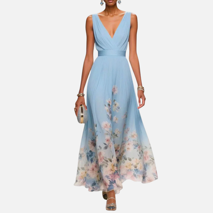 Women's Floral Chiffon Maxi Dress