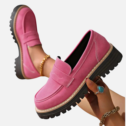 Women's Chunky Lug Sole Penny Loafers | Suede