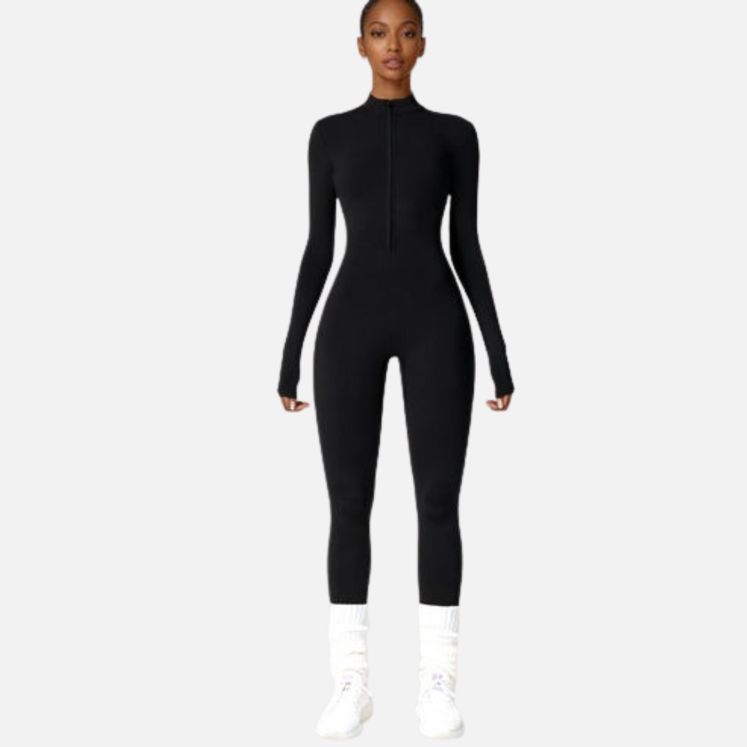 Women's Long Sleeve Activewear Unitard - Slim Fit Yoga Bodycon Jumpsuit