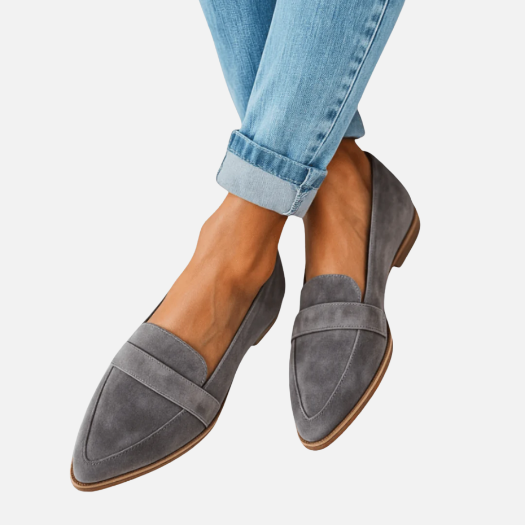 Women's Pointed Toe Suede Loafers | Slip-On Flat Penny Loafer